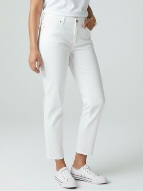 Talbots White Straight Leg Crop Jeans Plus sz 18W Stretch Denim Slimming Panel